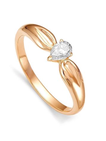 Gold Plated Ring With Pear Shaped Crystal, Ring Size: 6.5 / 17, image 