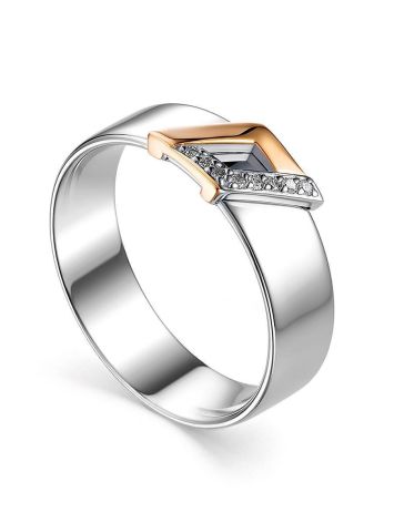 Silver Golden Band Ring With Diamonds The Diva, Ring Size: 5.5 / 16, image 