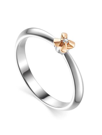 Silver Golden Ring With Diamond The Diva, Ring Size: 6.5 / 17, image 