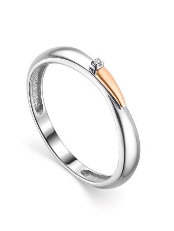 Silver Golden Diamond Ring The Diva, Ring Size: 6 / 16.5, image 