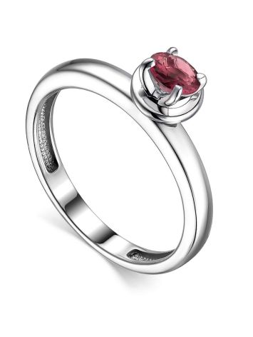 Sterling Silver Ring With Rhodolite Crystal Centerstone, Ring Size: 6 / 16.5, image 