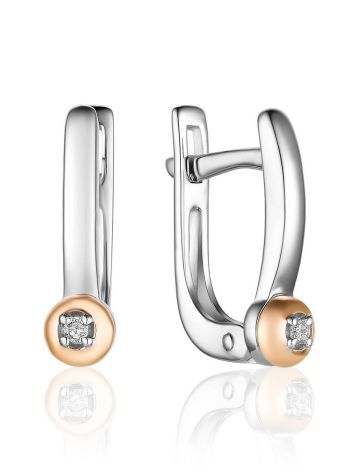 Silver Golden Diamond Earrings The Diva, image 