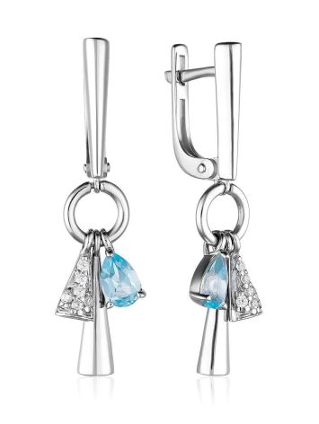 Silver Dangles With Synthetic Topaz And Crystals, image 