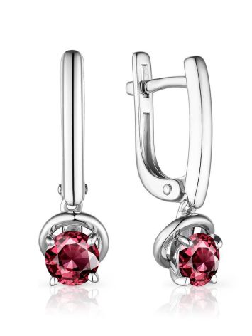 Silver Dangles With Rhodolite Crystals, image 