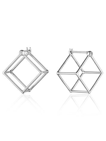 Silver  Cube Earrings, image 