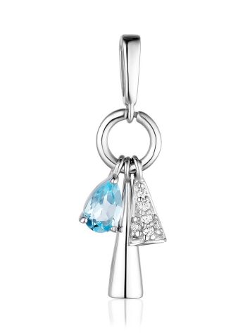Silver Dangle Pendant With Crystals, image 