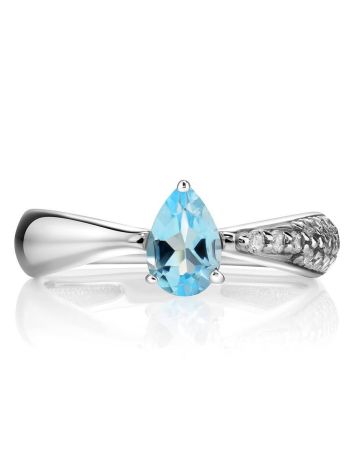 Blue Stone Silver Ring With Crystals, Ring Size: 5.5 / 16, image , picture 3
