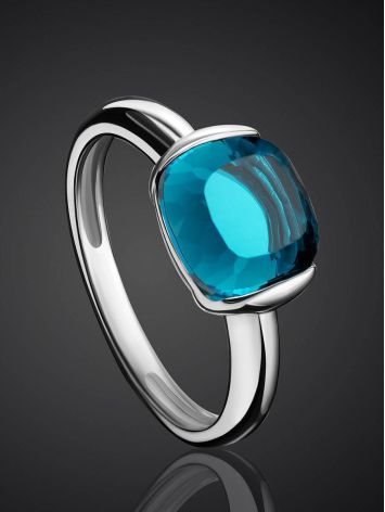 Sterling Silver Ring With Blue Synthetic Topaz, Ring Size: 6 / 16.5, image , picture 2