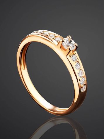 Classy Gold Plated Crystal Ring, Ring Size: 5.5 / 16, image , picture 2
