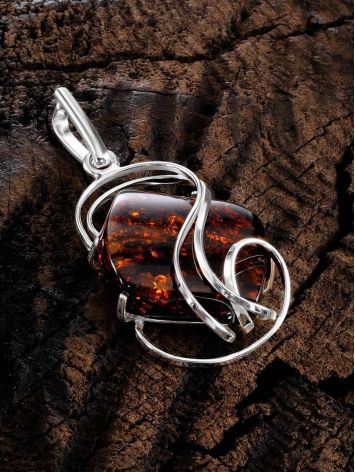 Bold Silver Handcrafted Pendant With Amber The Rialto, image , picture 2
