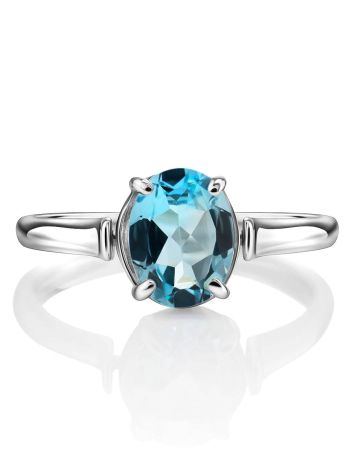 Silver Ring With Dancing Synthetic Topaz Centerstone, Ring Size: 7 / 17.5, image , picture 3