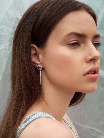 Ultra Chic Silver Dangles With Amethyst And Crystals, image , picture 4