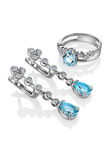 Synthetic Topaz Silver Ring With Crystals, Ring Size: 6 / 16.5, image , picture 4