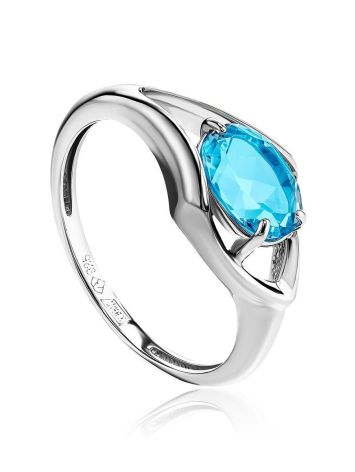 Modern Silver Ring With Synthetic Topaz, Ring Size: 9 / 19, image 