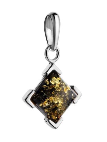 Square Silver Pendant With Green Amber The Artemis, image , picture 3