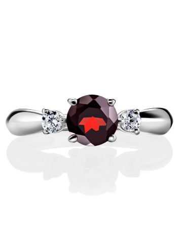 Classy Garnet Silver Ring With Crystals, Ring Size: 5 / 15.5, image , picture 3