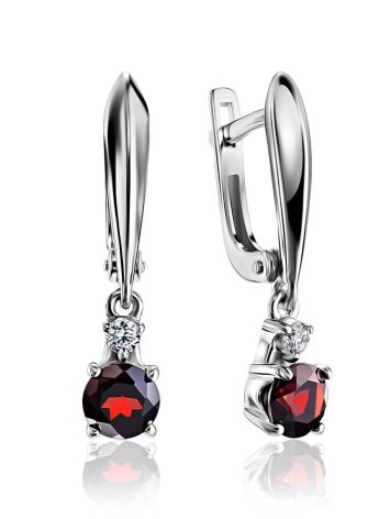 Silver Garnet Dangles With Crystals, image 
