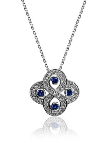 Silver Necklace With Blue And White Crystals, Length: 45, image 