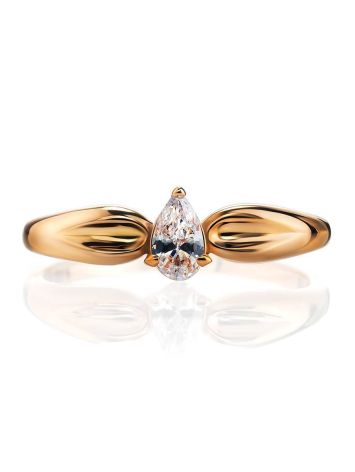 Gold Plated Ring With Pear Shaped Crystal, Ring Size: 6.5 / 17, image , picture 3