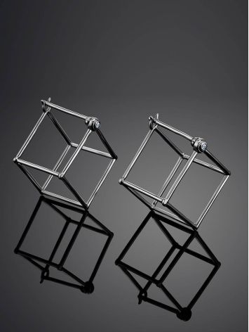 Silver  Cube Earrings, image , picture 2