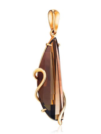Faceted Smoky Quartz Golden Pendant, image , picture 3