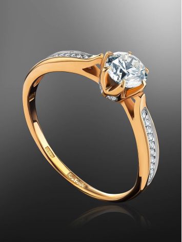Vintage Style Golden Diamond Ring, Ring Size: 7 / 17.5, image , picture 2