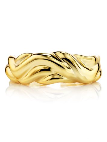 18ct Gold on Sterling Silver Abstract Molten Ring The Liquid, Ring Size: Adjustable, image , picture 3