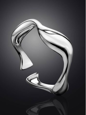 Silver Wave Stacking Ring The Liquid, Ring Size: Adjustable, image , picture 2
