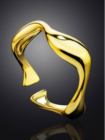 18ct Gold on Sterling Silver Wave Stacking Ring The Liquid, Ring Size: Adjustable, image , picture 2