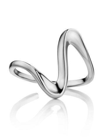 Silver Abstract Wave Ring The Liquid, Ring Size: Adjustable, image , picture 3