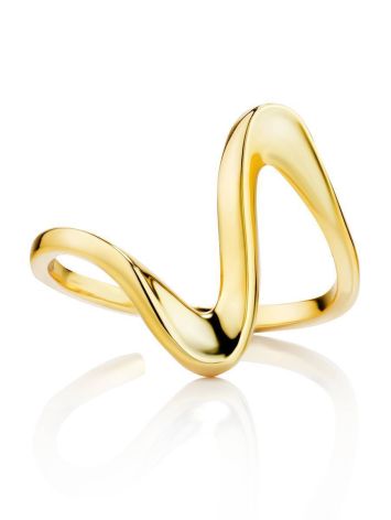 18ct Gold on Sterling Silver Abstract Wave Ring The Liquid, Ring Size: Adjustable, image , picture 3