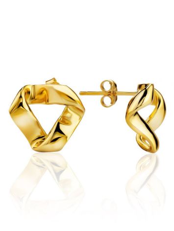 18ct Gold on Sterling Silver ​Hammered Abstract Stud Earrings The Liquid, image 