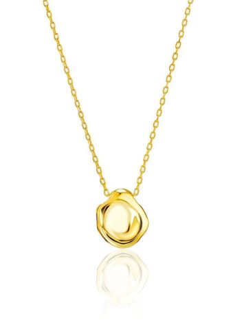 18ct Gold on Sterling Silver Textured Disk Pendant Necklace The Liquid, image 