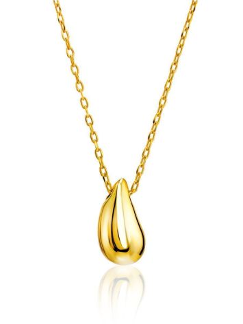 Solid 18ct Gold on Sterling Silver Teardrop Pendant Necklace The Liquid, image 