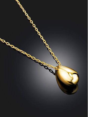 Solid 18ct Gold on Sterling Silver Teardrop Pendant Necklace The Liquid, image , picture 2