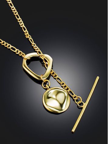 Gold Plated Silver ​Disk T-Bar Necklace The Liquid, image , picture 2