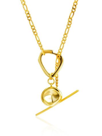 Gold Plated Silver ​Disk T-Bar Necklace The Liquid, image 