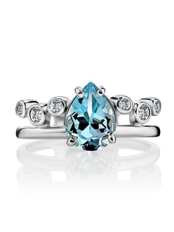 Synthetic Topaz Silver Ring With Crystals, Ring Size: 6 / 16.5, image , picture 3
