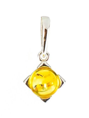 Square Silver Pendant With Lemon Amber The Rondo, image 