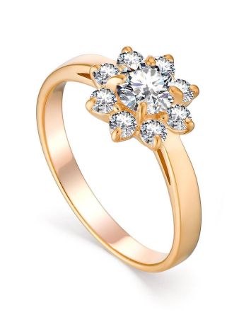 Elegant Gold Plated Ring With Crystals, Ring Size: 6.5 / 17, image 