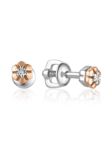 Silver Golden Floral Studs With Diamonds The Diva, image 