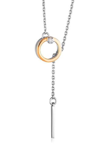 Amazing Silver Necklace With Round Golden Pendant And Diamond The Diva, image 