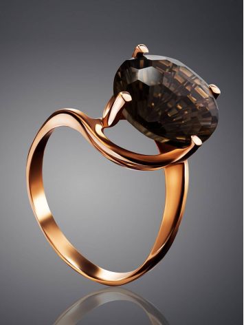 Gold Ring With Dark Smoky Quartz, Ring Size: 9.5 / 19.5, image , picture 2