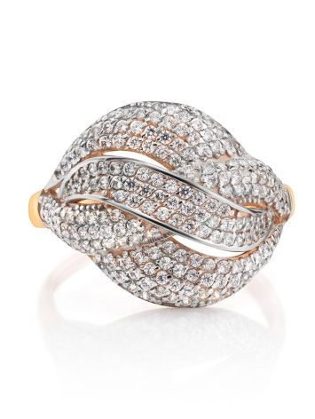 Golden Cocktail Ring With Profusion Of Crystals, Ring Size: 9.5 / 19.5, image , picture 3