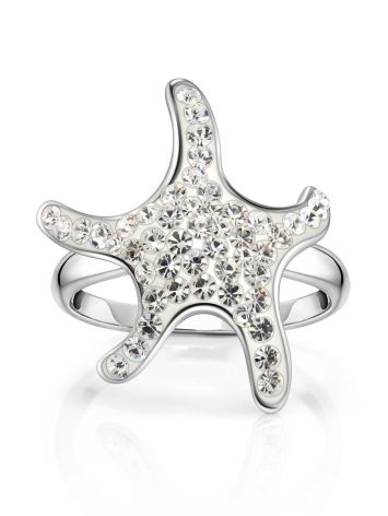Silver Starfish Ring With Crystals The Jungle, Ring Size: 7 / 17.5, image , picture 4