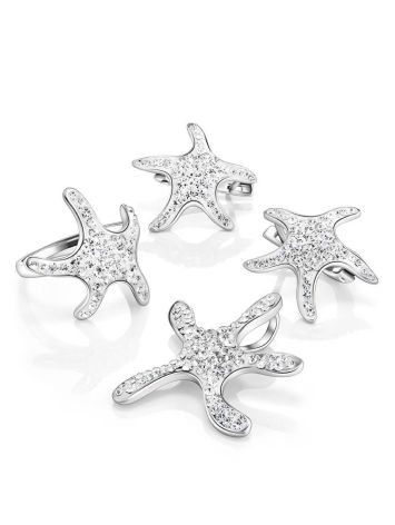 Silver Starfish Ring With Crystals The Jungle, Ring Size: 7 / 17.5, image , picture 5