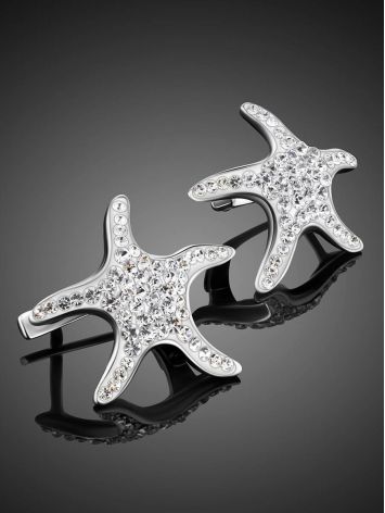 Silver Starfish Earrings With Crystals The Jungle, image , picture 2