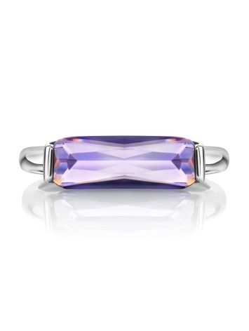 Geometric Silver Ring With Violet Crystal, Ring Size: 6.5 / 17, image , picture 6