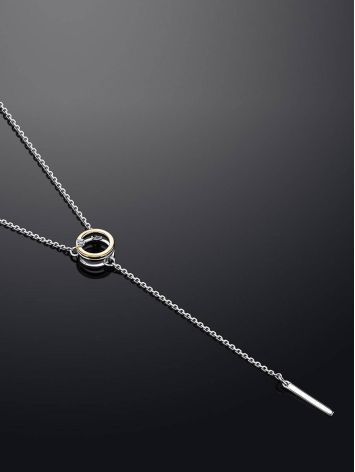 Amazing Silver Necklace With Round Golden Pendant And Diamond The Diva, image , picture 2