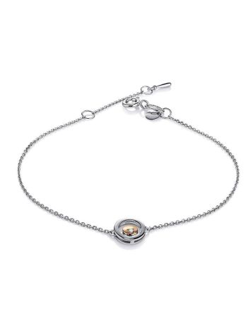 Silver Chain Bracelet With Round Golden Detail And Diamond The Diva, image 